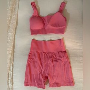 Seamless Pink Sports Bra Set